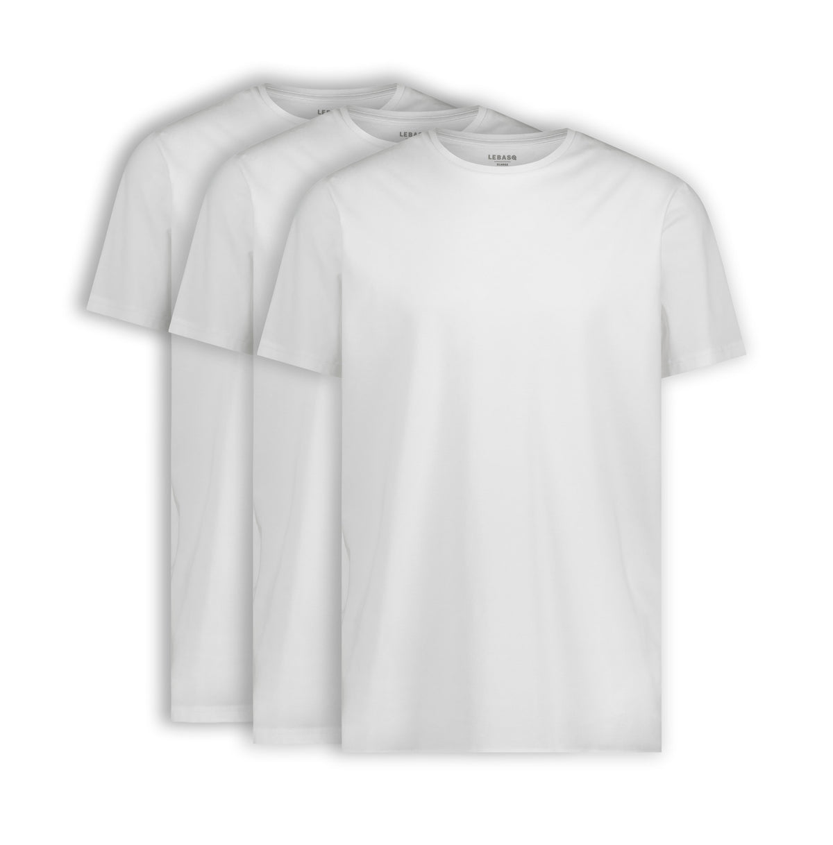 Miles's Crew T-shirts in wit, 3-pack van LEBASQ