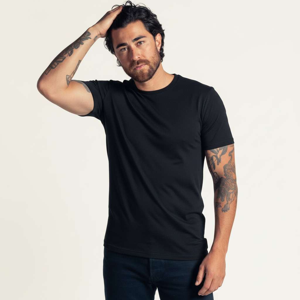 Black crew neck slim fit