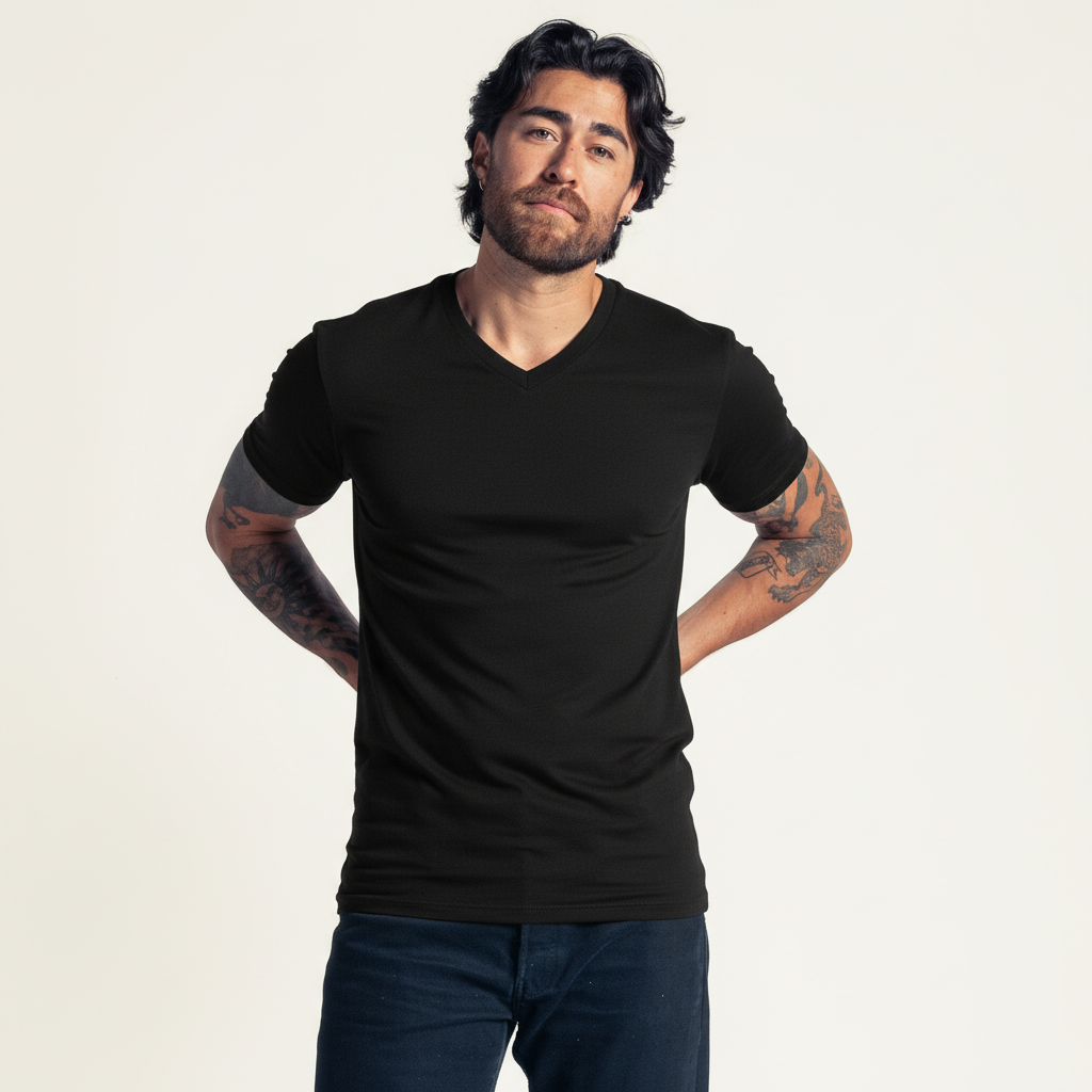 Black V-neck slim fit