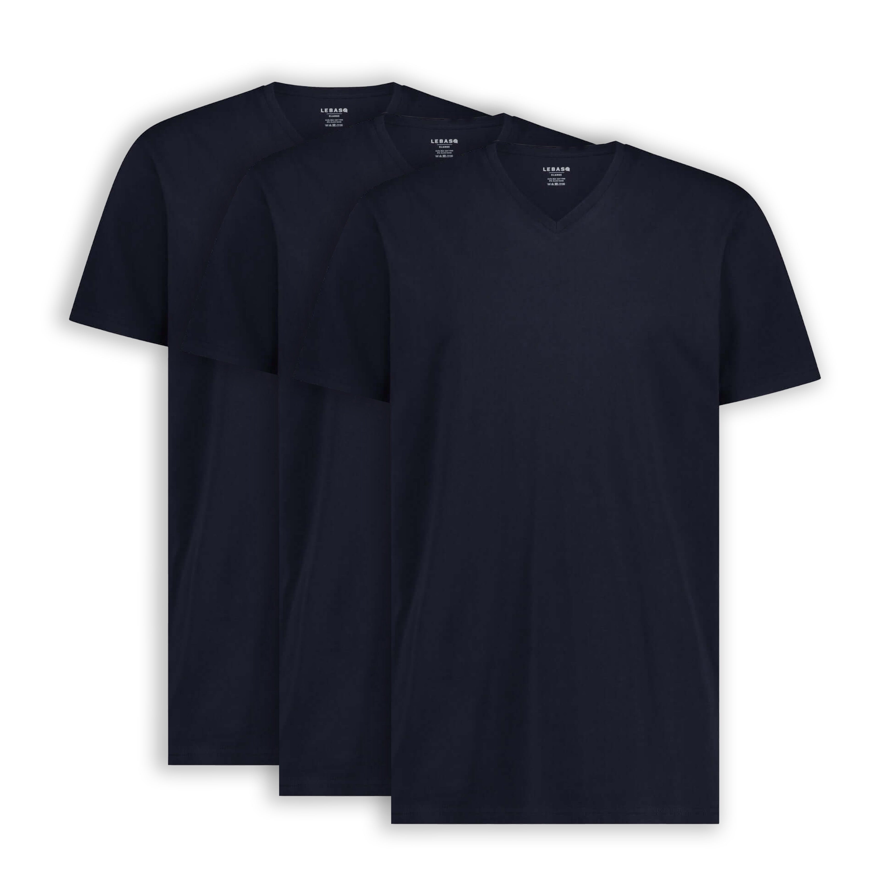 Davis' V Neck Navy 3 Pack - Long Fit - LEBASQ