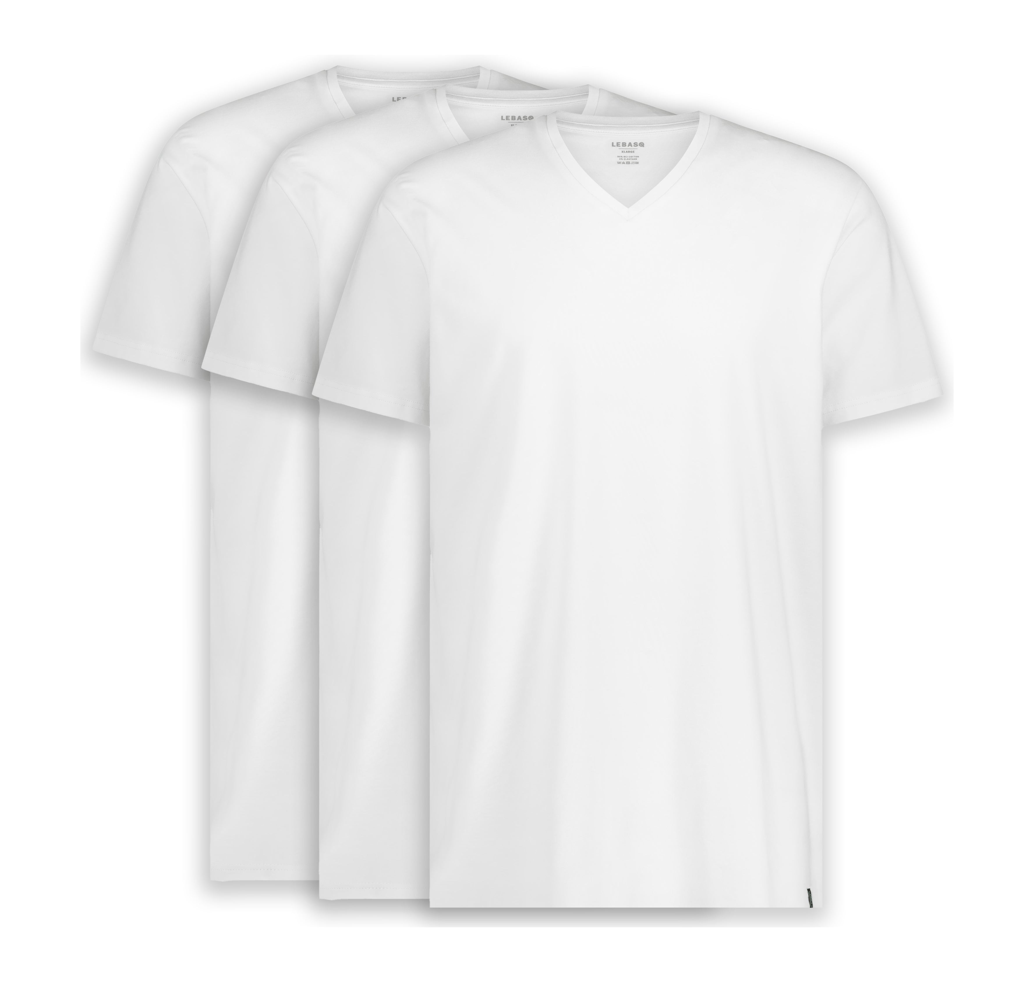 Davis' V Neck White 3 Pack - Long or Classic Fit - LEBASQ