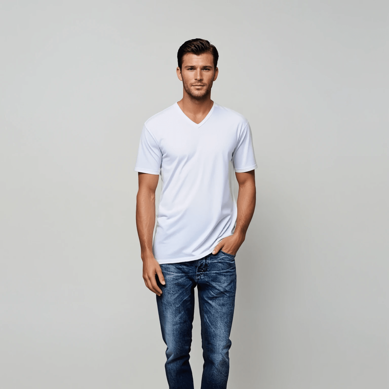 Davis' V Neck White 3 Pack - Long or Classic Fit - LEBASQ