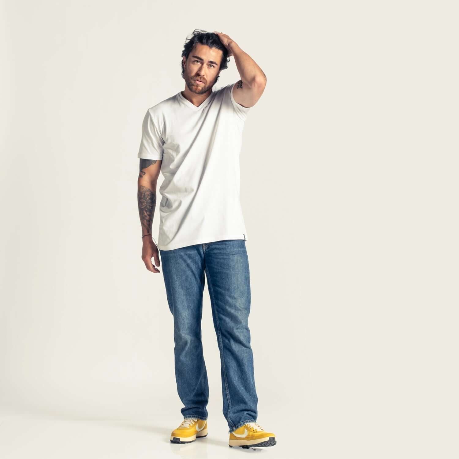 Davis V - Neck White 6 Pack - Long Fit - LEBASQ