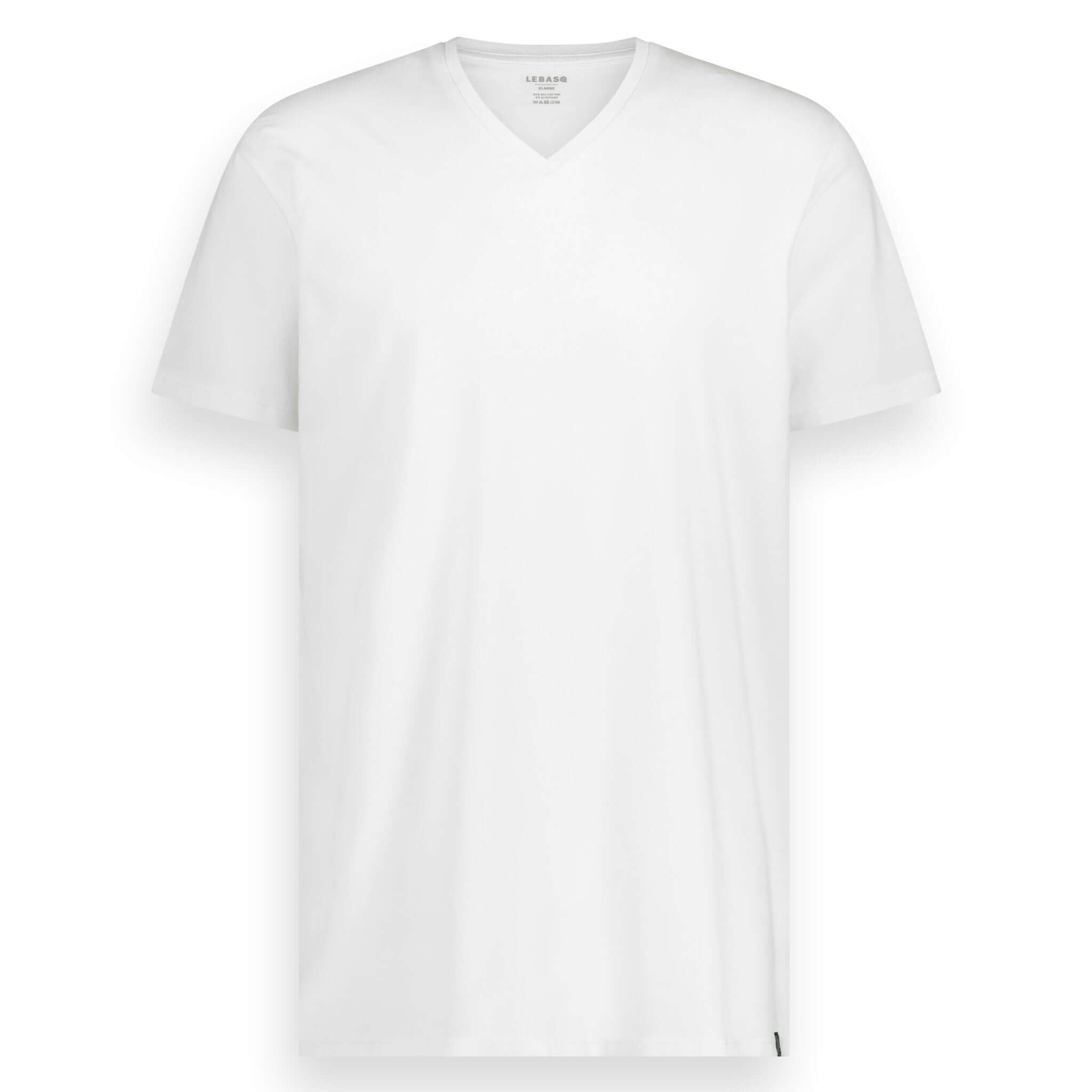 White organic cotton v-neck t-shirt for men, reinforced V seam that won't gape — James' V-Neck by LEBASQ