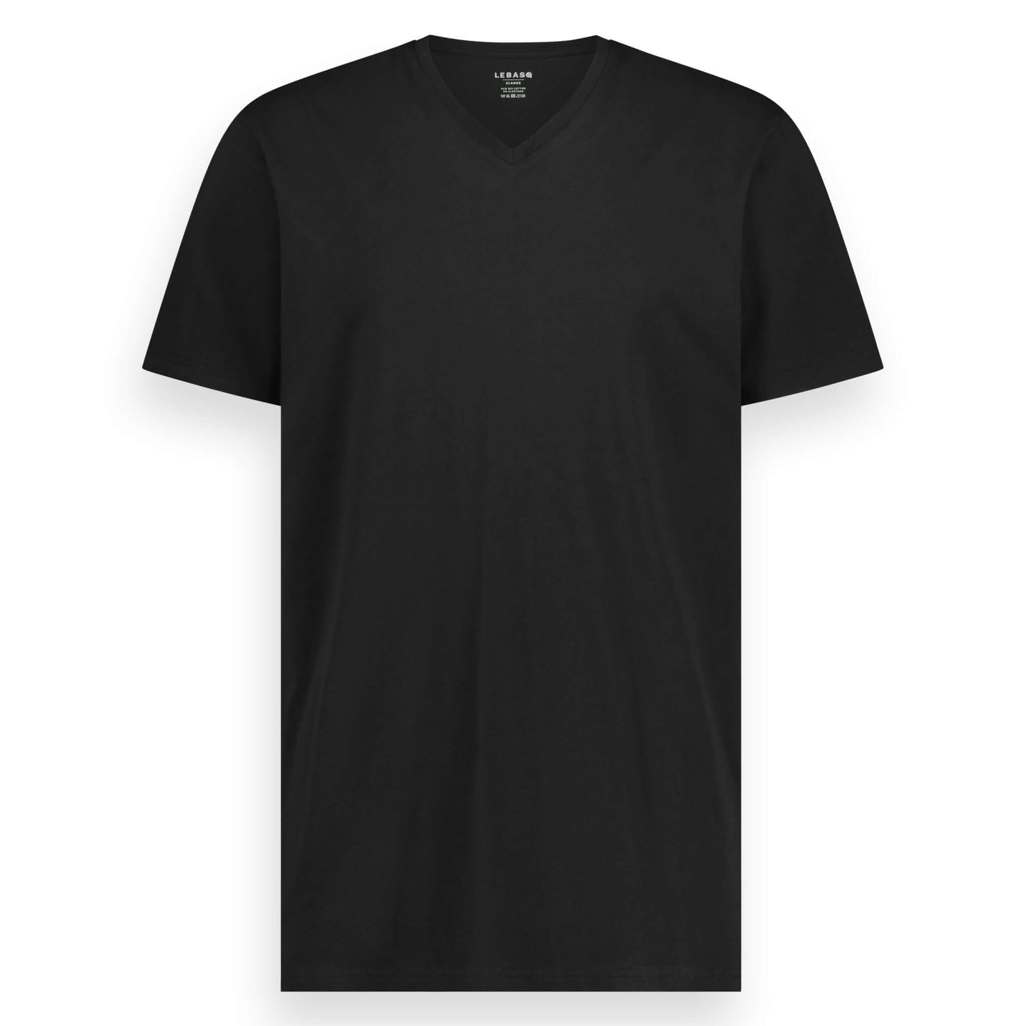 James' V Neck 100% Organic Cotton Black 3 Pack - Long Fit - LEBASQ