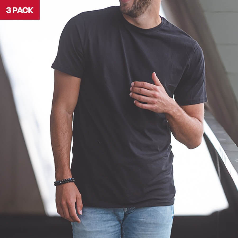 James' 3 pack V Neck T-Shirt Black - LebasQ
