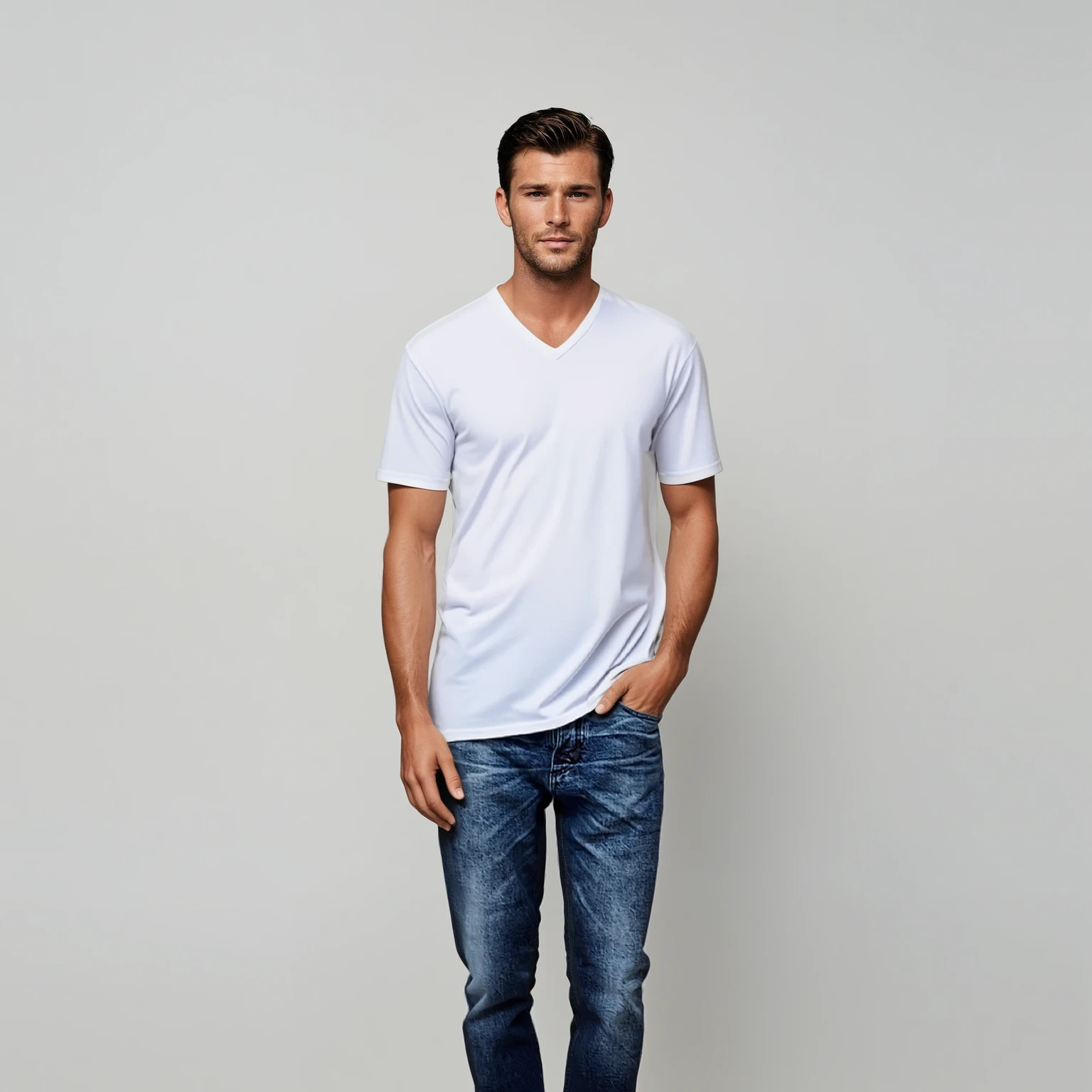 Davis' 3 pack V Neck T-Shirt Weiss