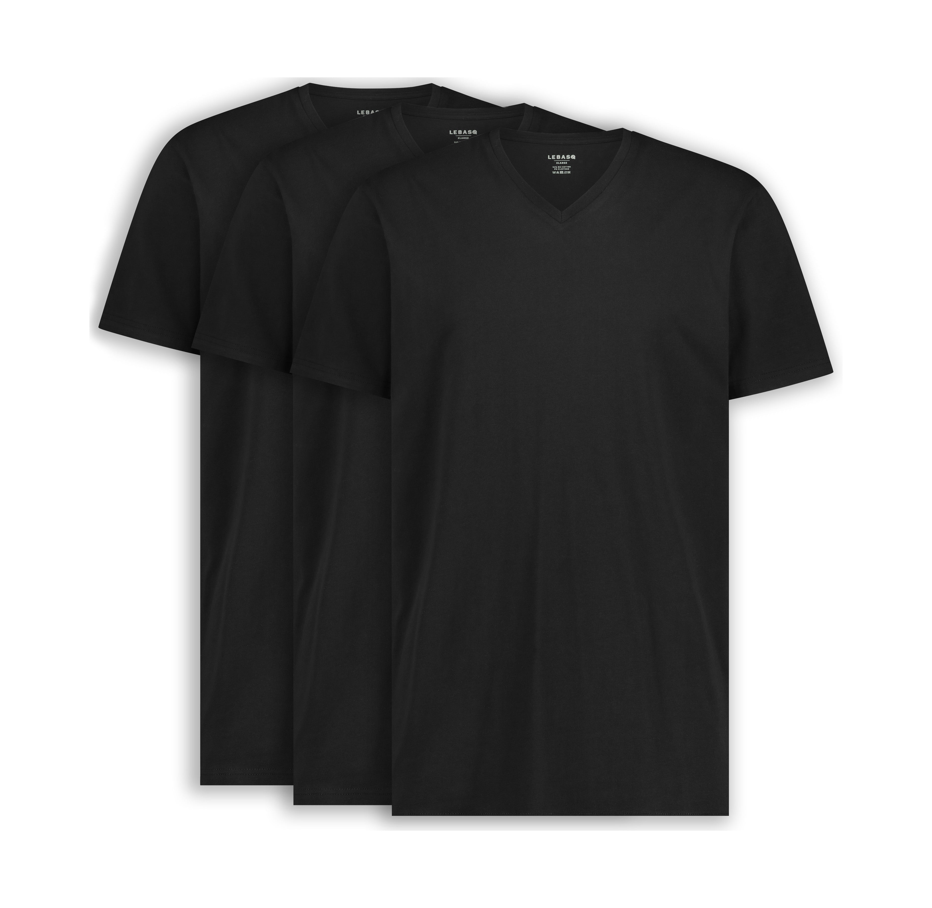 Davis' V Neck Black 3 Pack - Long or Classic Fit - LEBASQ