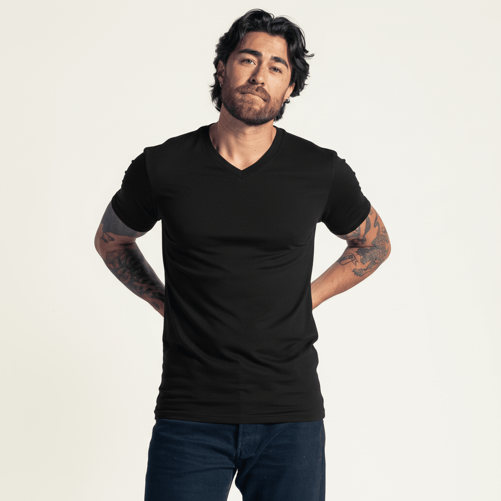 Duke's V Neck Bamboo Black 3 Pack - Slim Fit - LEBASQ