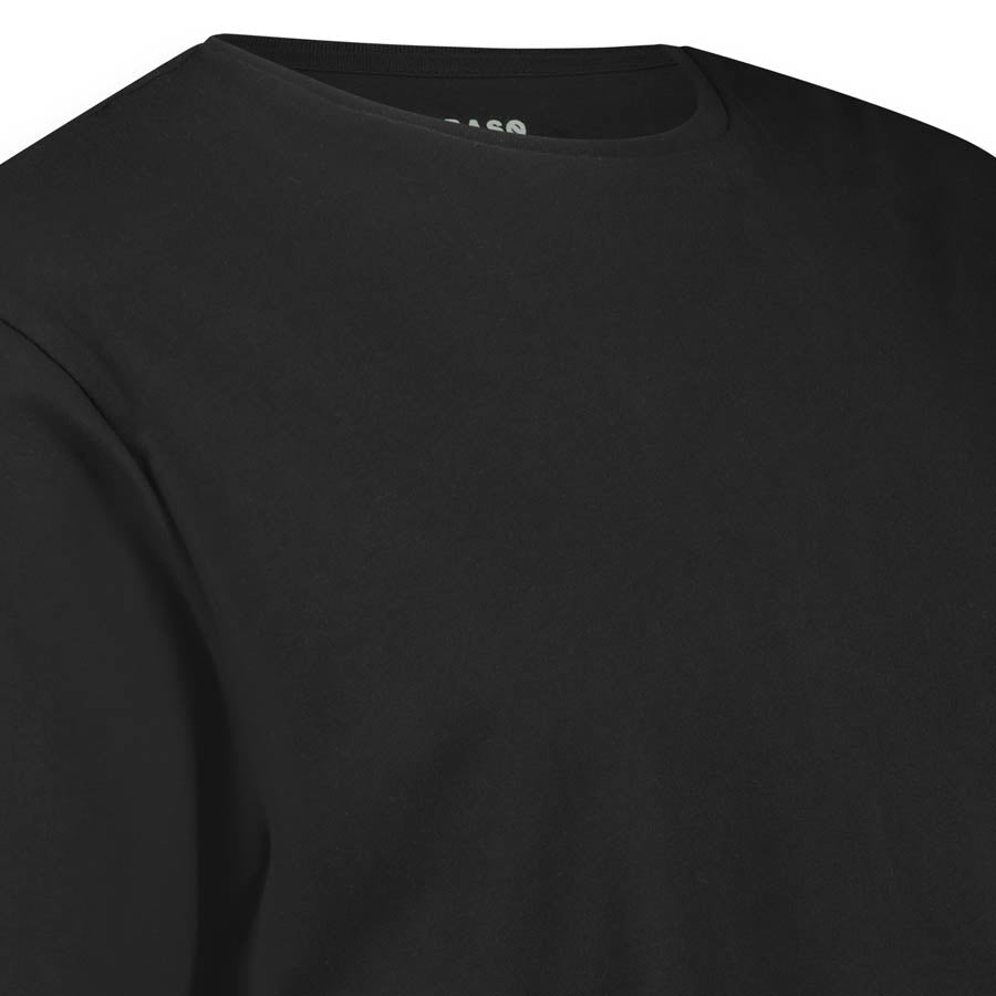 Steve's Crew Black folded — GOTS certified organic cotton men's tee, no harmful dyes, LEBASQ
