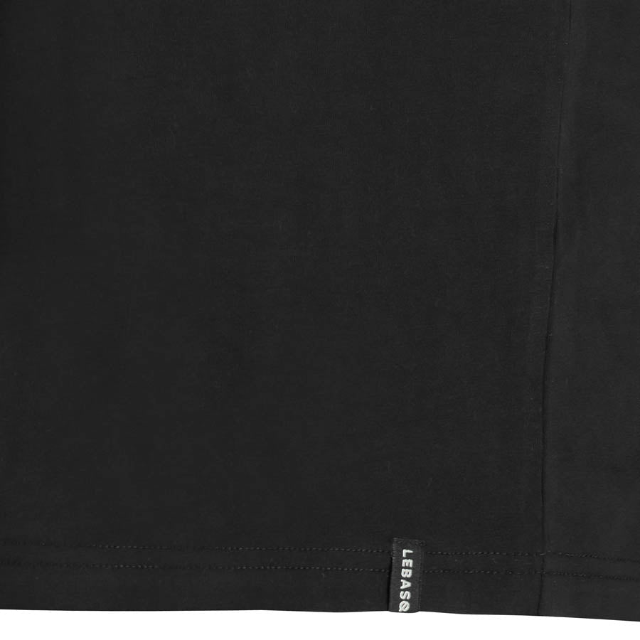 Men's black crew neck tee in certified organic cotton, extra length Long Fit — Steve's Crew, LEBASQ