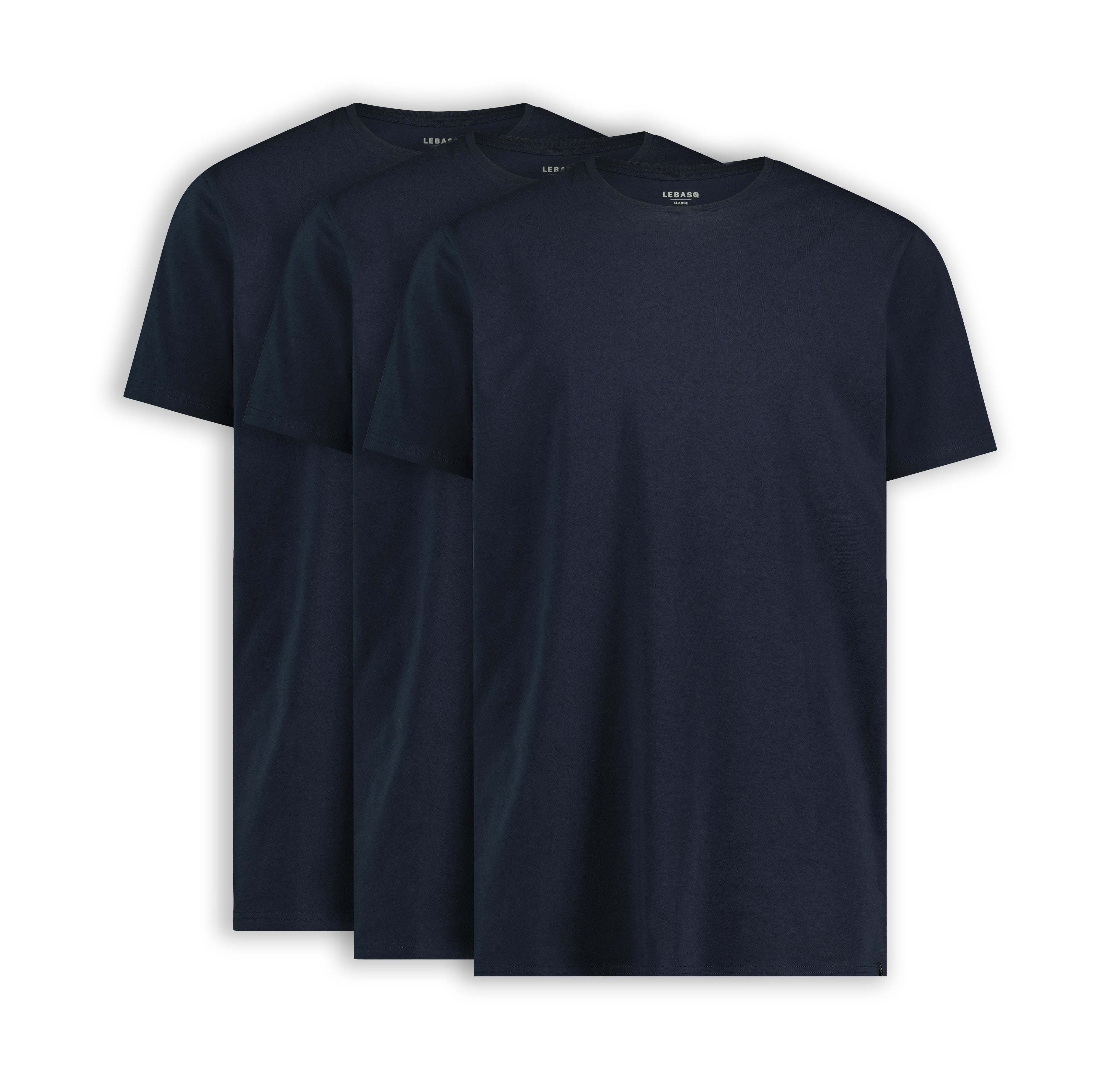 Steve's Crew Navy organic cotton t-shirt, available in sizes M to 3XL — LEBASQ menswear basics