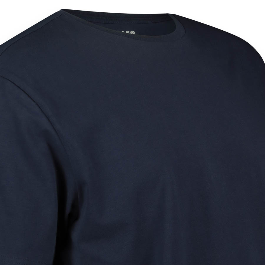 Men's navy crew neck tee in long-staple organic cotton, extra length Long Fit — Steve's Crew, LEBASQ