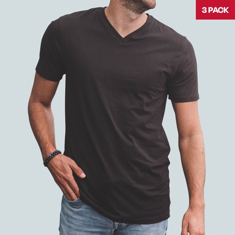 James' 3 pack V Neck T-Shirt Black - LebasQ