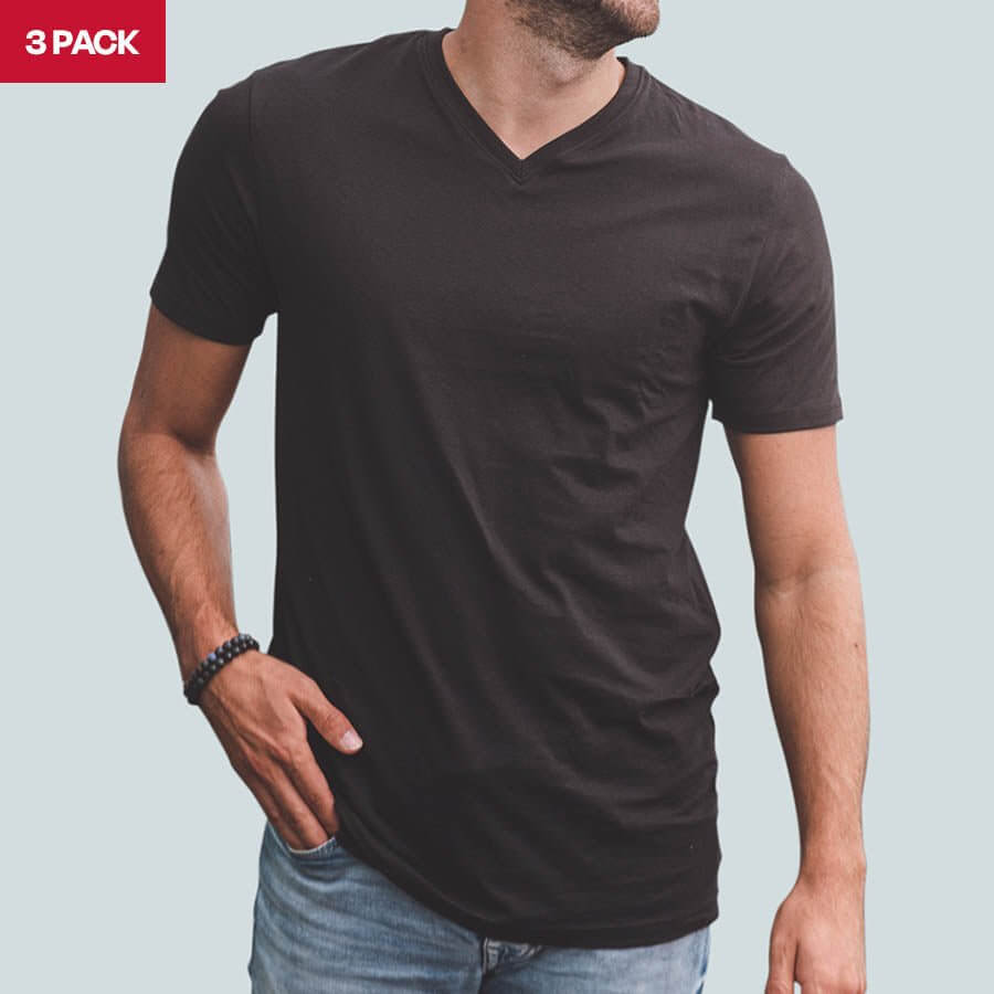 James' 3 pack V Neck T-Shirt Black - LebasQ