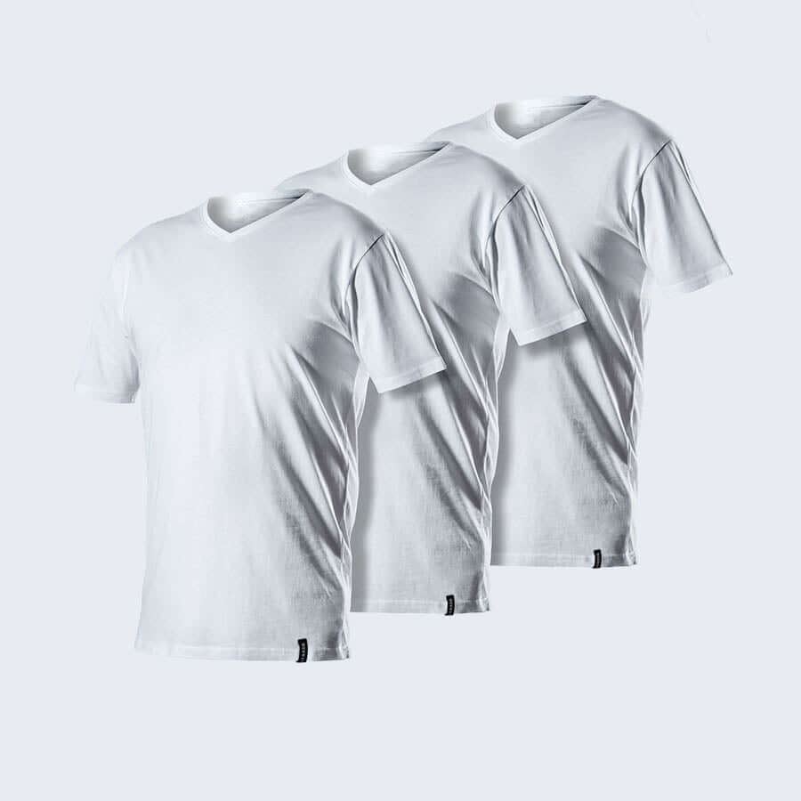 James' 3 pack V Neck T-Shirt White - LebasQ