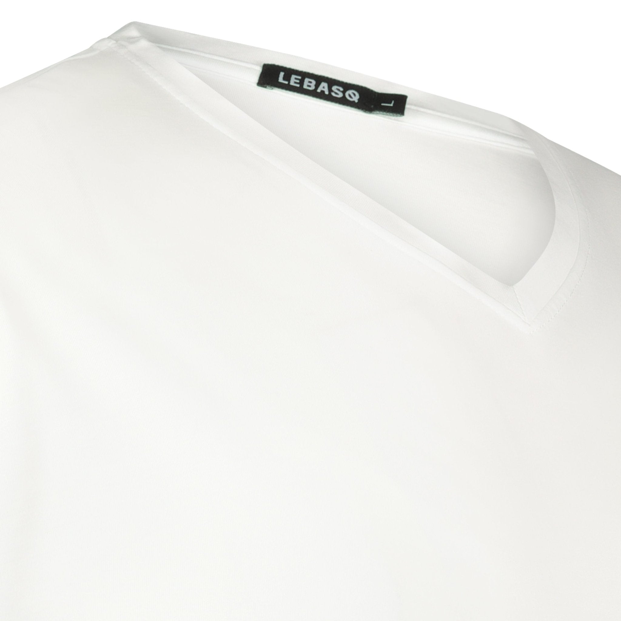 Marlon's V Neck T-Shirt 100% Lyocell White - LEBASQ