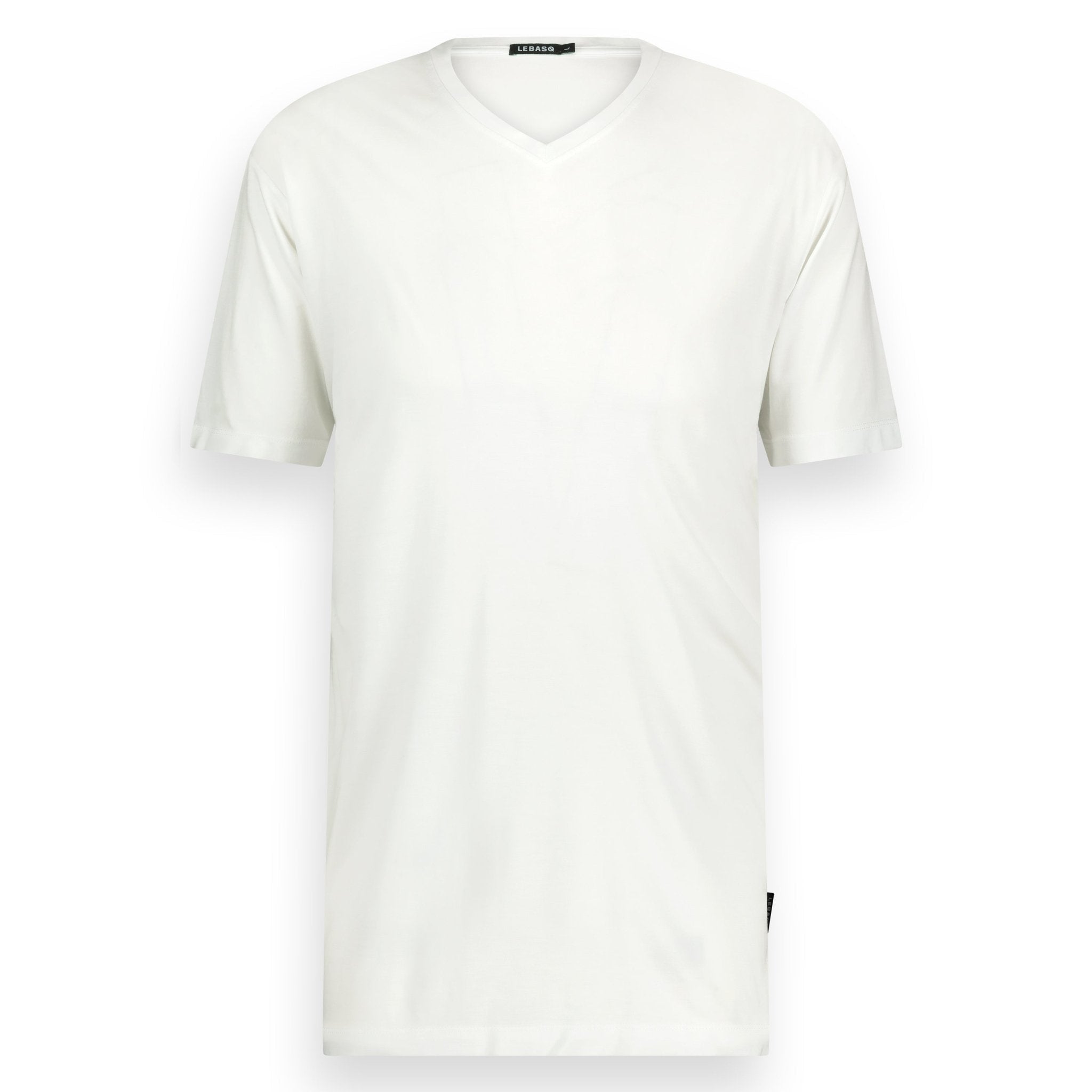 Marlon's V Neck T-Shirt 100% Lyocell White - LEBASQ